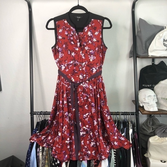𝅺simply Vera Vera Wang Floral Tie Dress - Picture 1 of 7